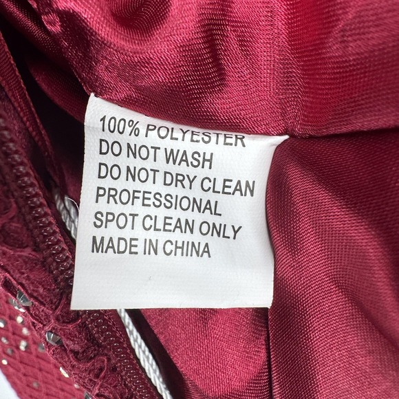 Mac Duggal Dress Womens 14 Red Beaded 3D Floral Tulle Maxi Formal Gown Evening - Picture 13 of 15